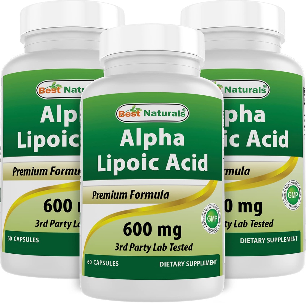 Migliore naturali alfa acido lipoico 600 mg 60 capsule - ALA potente antiossidante (60 conteggio (pacchetto di 3))