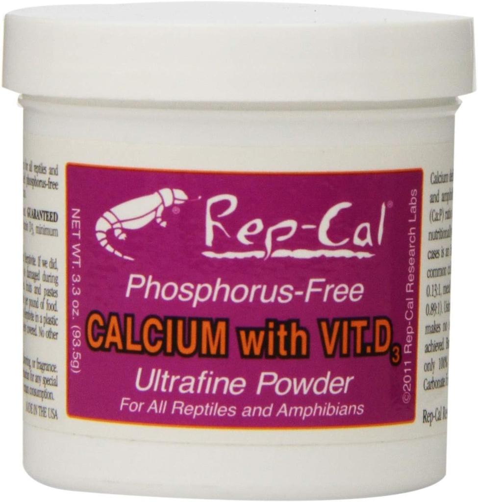 Calcio gratuito di Phosphorus Rep-Cal con vitamina D3 - Polvere ultrafine 3.3 oz - Confezione di 6