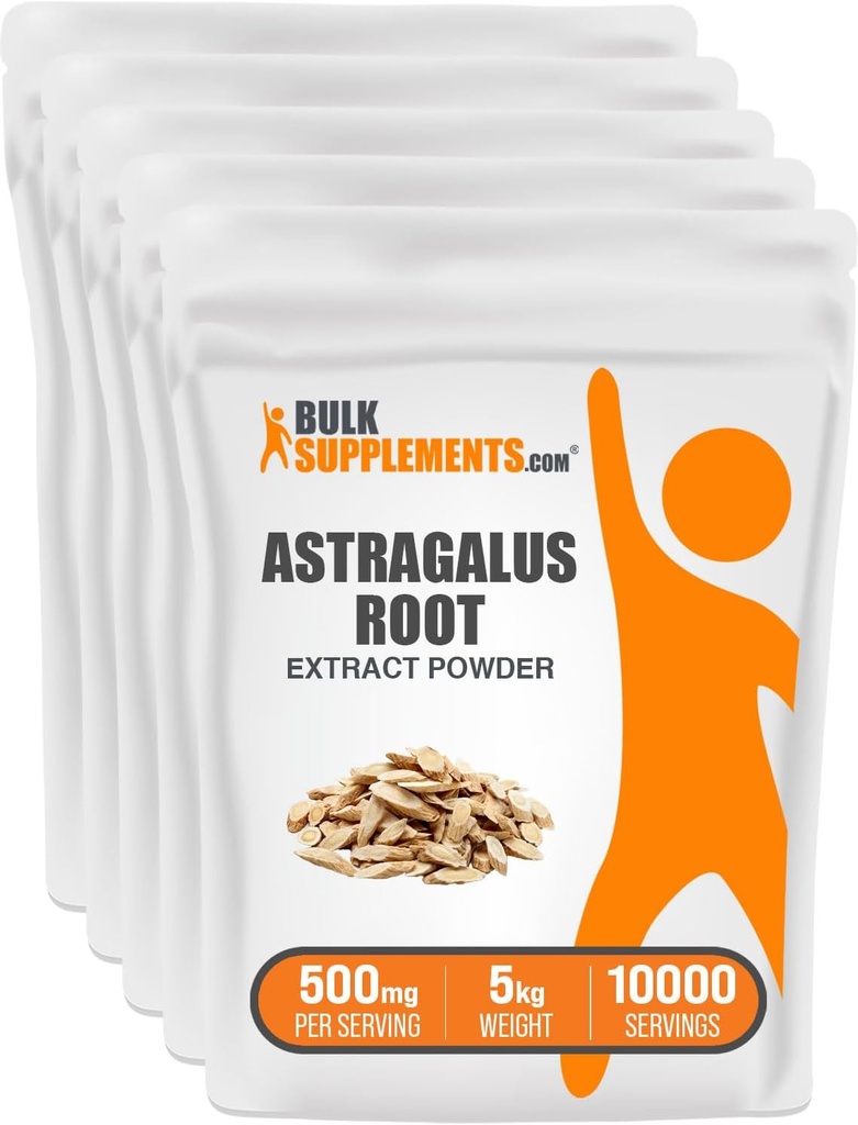 BulkSupplements.com Polvere dell'estratto di Astragalus - da radice di Astragalus, supplemento di Astragalus - Vegan & Gluten Free, polvere di Astragalus - 500mg per porzione, 1kg (2.2 lbs) (Pack of 5)