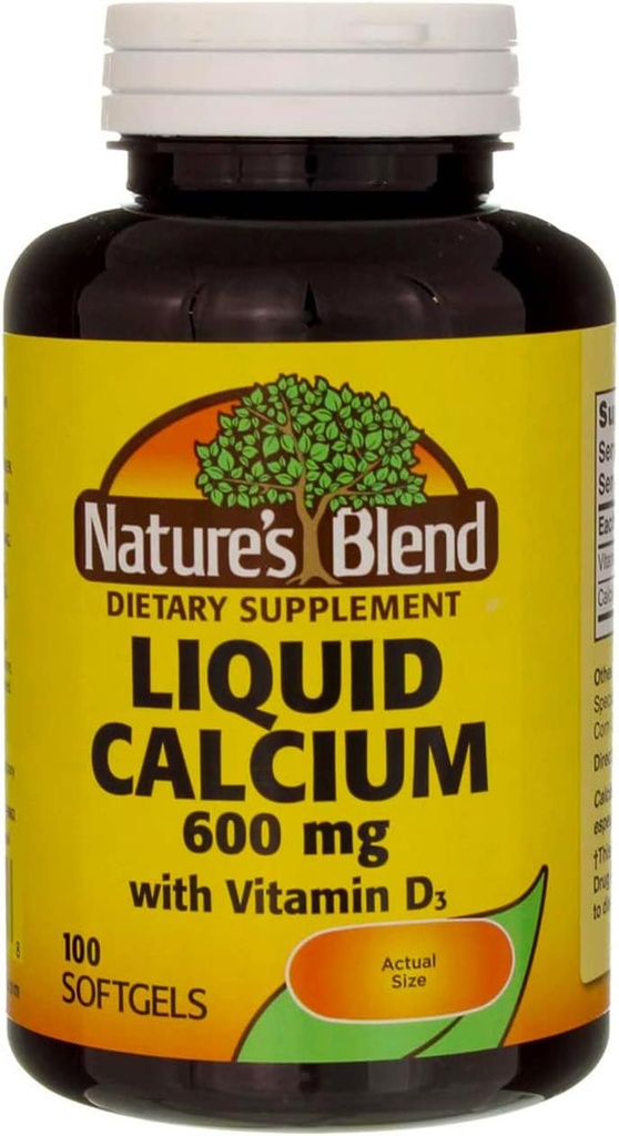 Calcium liquido 600mg con D-3 (100 Softgels) 3 BOTTLES Totale di 300 Softgels