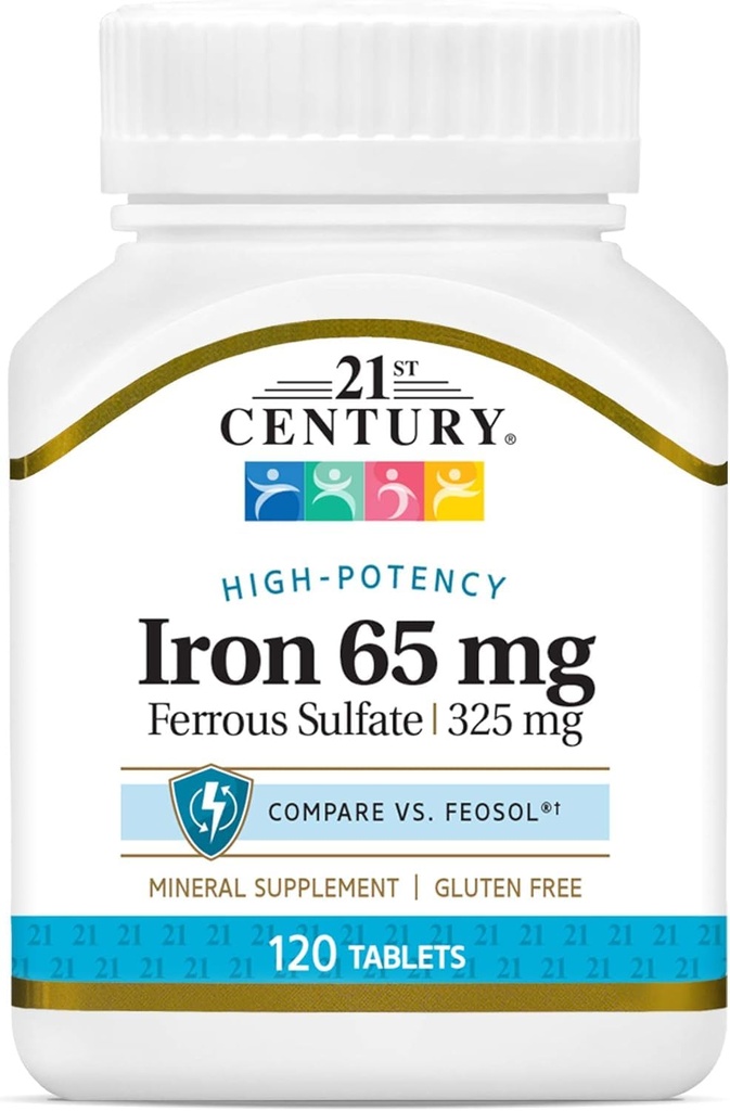 21st Century Iron 65 mg Ferrous Sulfate 325 mg compresse, 120 conte