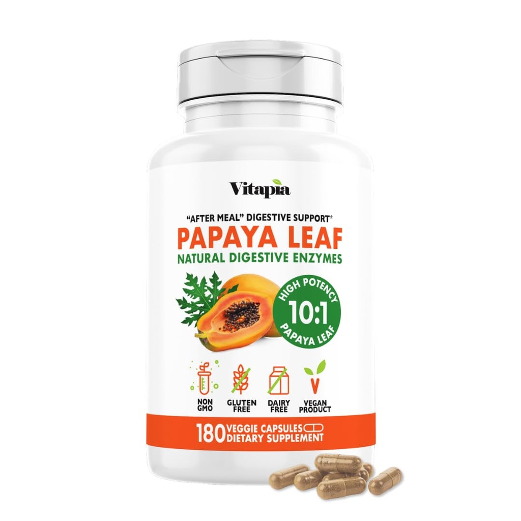 Papaya Fruit Enzyme Capsule per Digestione, Bloating Relief, Supporto Immune per Uomini e Donne - 1500mg Organic Papaya Powder Per Serving - 180 Veggie Capsule - Non-GMO, Senza Glutine, Vegan-Friendly