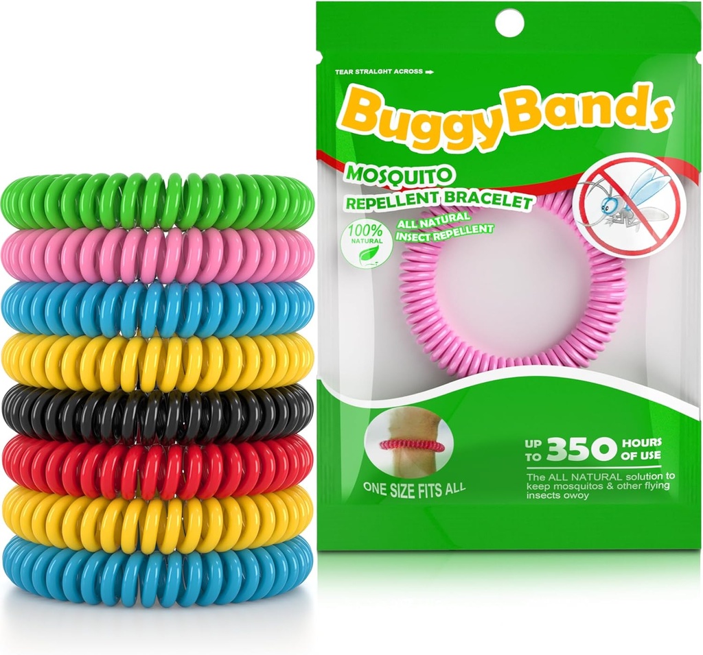 12 Pack Braccialetti di zanzara, individualmente avvolto, DEET Free, naturale e impermeabile Band