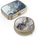 Pillola Case Pill Box con Specchio Retro Piccolo Pillola Case per Purse o Pocket Bronze Pill Box o Vitamine, Olio di Pesce, Integratori, Pillola Containe Regali di viaggio(2PCS)