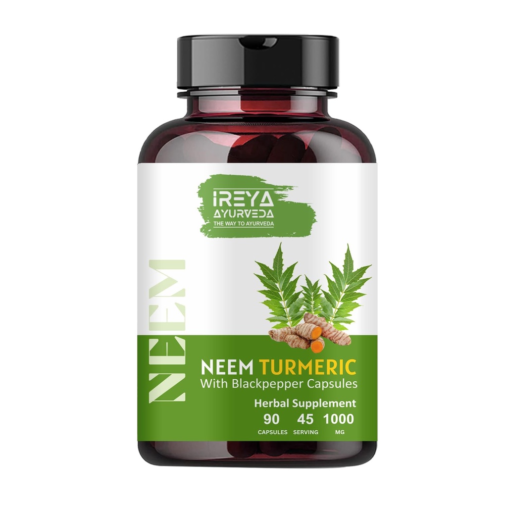 Neem & capsule | 90 capsule Made Black Pepper, Neem, Turmeric