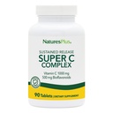 NaturesPlus Super C Complex, rilascio prolungato - 1000 mg, 90 compresse vegetariane - Supplemento di supporto immunitario ad alta potenza, antiossidante - Assorbimento potenziato - Gluten-Free - 90 Serve