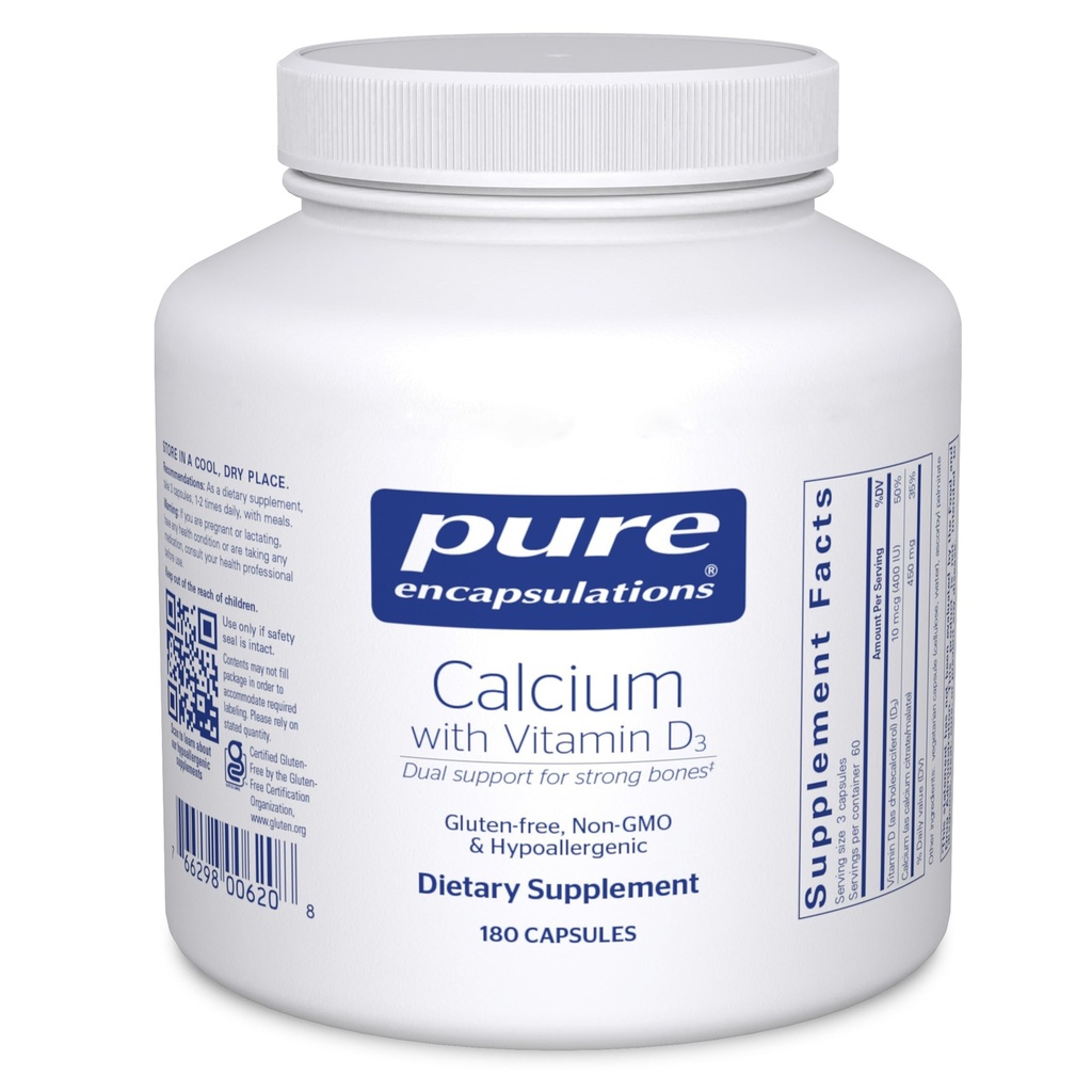 Pure Encapsulations Calcium con vitamina D3 | Supplemento dietetico al supporto Bone, Colon e salute cardiovascolare* | 180 capsule