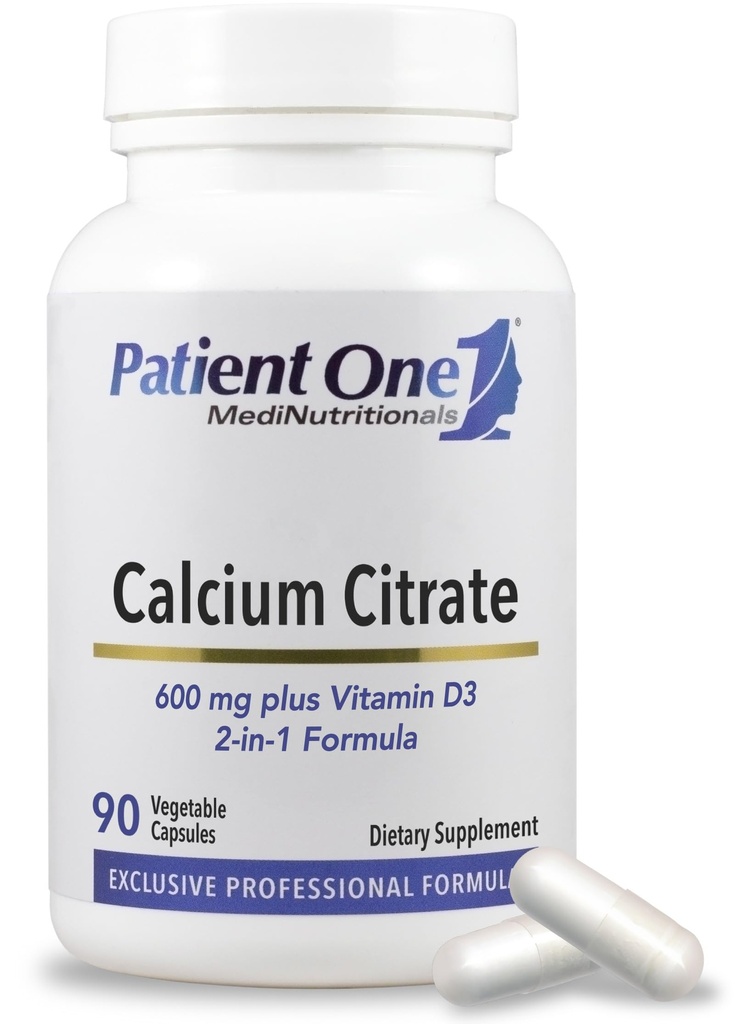 Citrato di calcio del paziente più vitamina D3 | Supplemento al supporto di ossa e salute del cuore* | Absorbimento potenziato | 90 capsule