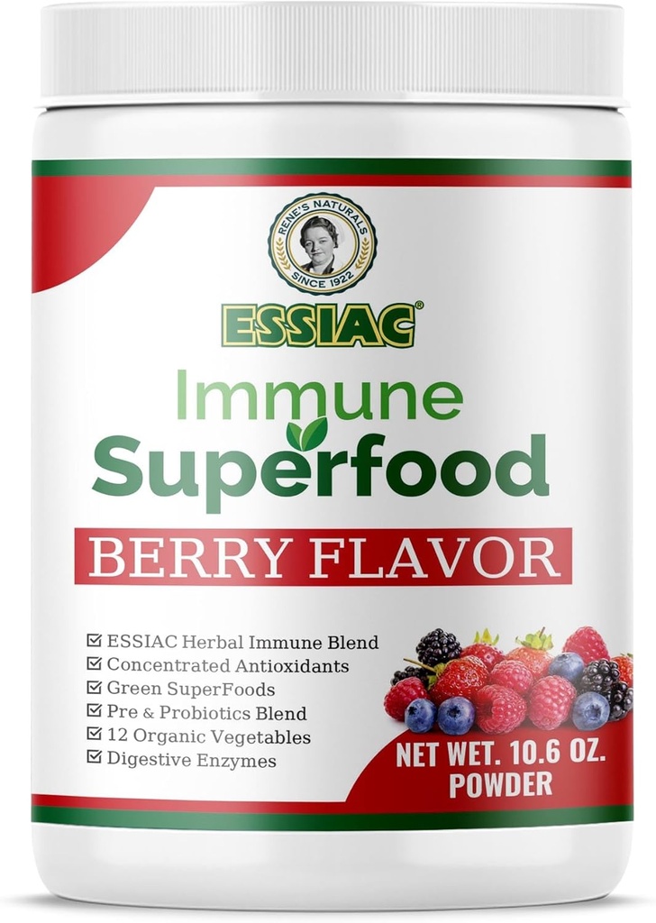 Essiac SuperFood per il supporto immunitario 10.6 oz | 12 Verdi organici, Antiossidanti concentrati, Pre e Probiotici | Vegan, Dairy Free, Gluten Free| Non-GMO, Non Aggiunto Zucchero