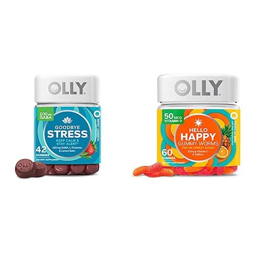 OLLY Addio Stress e Hello Happy Gummy Starter Pack Bundle, Tenere calma, Mood Support, 42 e 60 Conte
