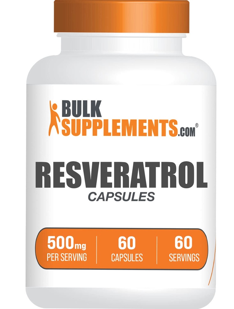 BulkSupplements.com Capsule Resveratrolo - Supplemento Resveratrolo, Polygonum Cuspidatum, Resveratrolo 500mg - Antiossidanti Supplemento, Pillole Resveratrolo - 1 capsula per porzione, 60 capsule