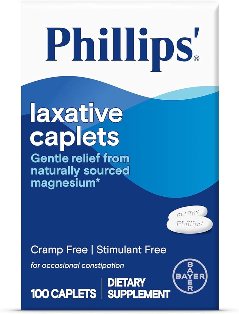 Capelli lassativi di Phillips, con naturale fonte Magnesio supplemento per il sollievo gentile di costipazione occasionale, Cramp e Stimolant Lassativi liberi, 100 Capelli