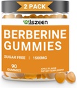2 Pack Gummie di Berberina, Supplemento di berbina senza zucchero 1500mg con cannella di Ceylon, pancia berbera per adulti