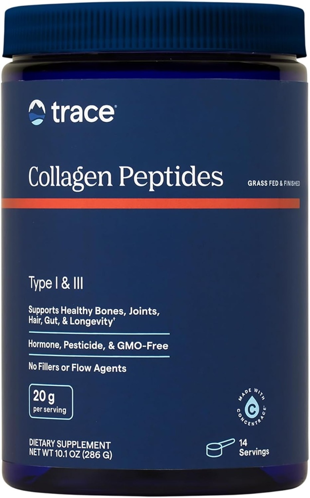 Peptidi di collagene di minerali di trace - Supporto sano di ossa e giunto - Supplemento di collagene aiuta capelli forti, unghie e pelle - Integratore di polvere Supporta la salute del fegato - non aromatizzato, 286g (14 Serve)