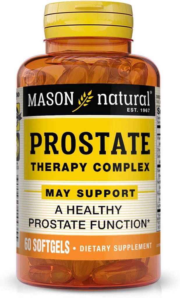 MASON NATURAL Prostate Therapy Complex with Saw Palmetto, Nettle Root & Pumpkin Seed Oil - Supporta una sana funzione della prostata*, 60 Softgels