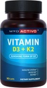Vitamina D3 K2 Supplemento 5000 IU & 200 mcg - Alto assorbimento D3, brevetto MK7 & MK4, salute del cuore, supporto immunitario, 90 capsule vegetariane