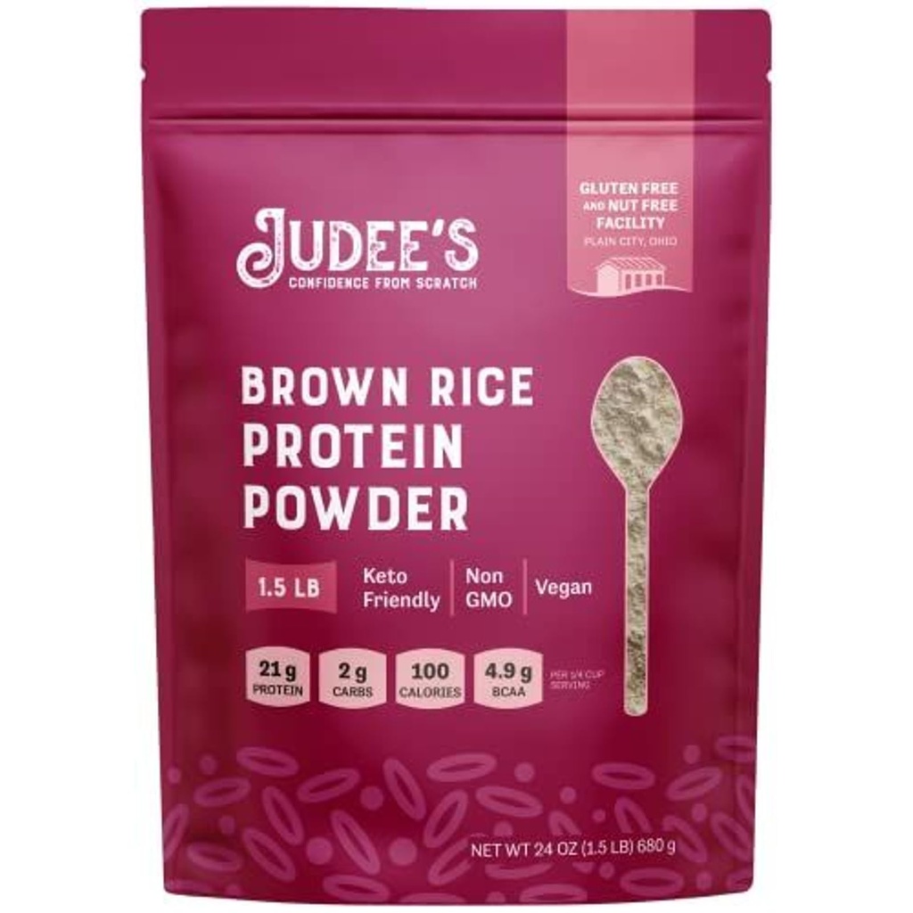Polvere di proteina di riso marrone senza glutine di Judee - Proteine vegane a base vegetale - Sostituzione senza glutine di farina - 1,5 lb, non aromatizzato