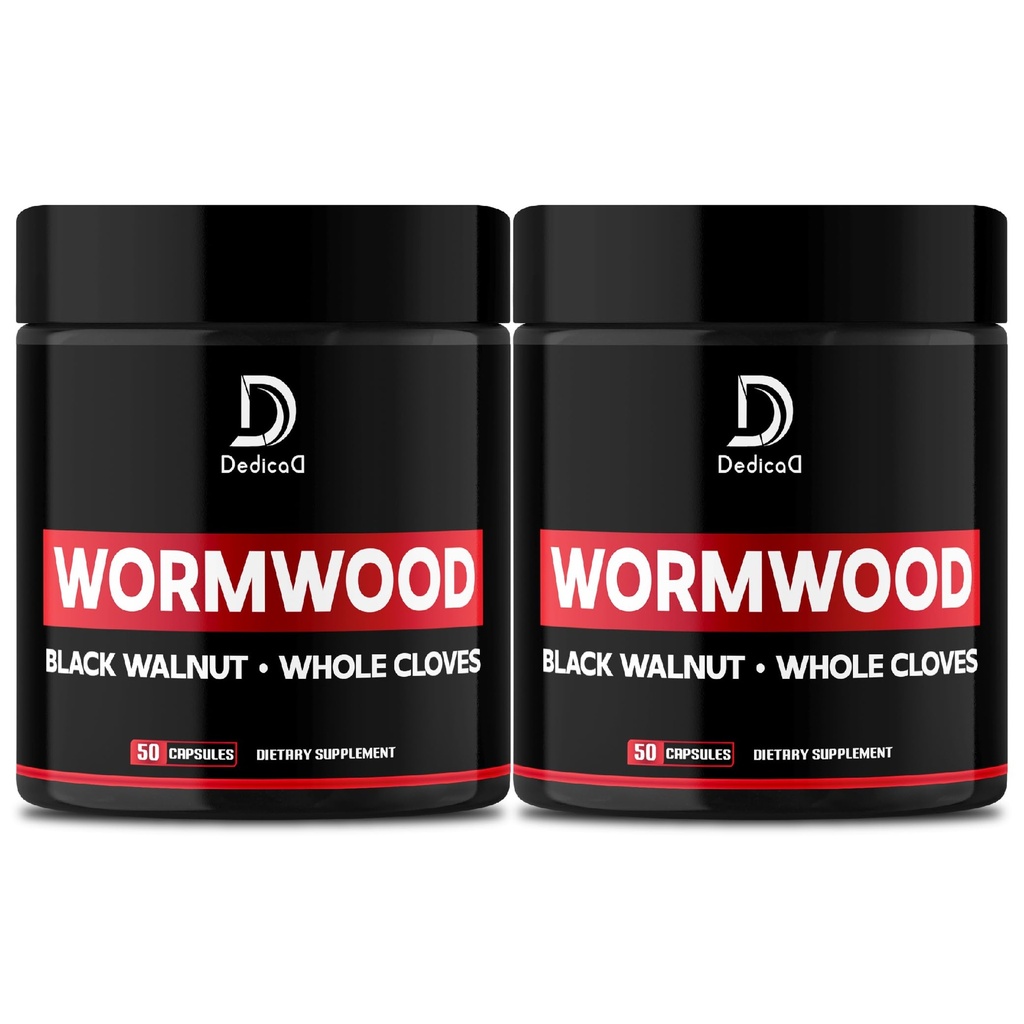 Capsule Wormwood - 12 Erbe Frullate Noce Nera, Cloves, Ginger, Turchese, Cannella, Mela, Quassia - 2 Confezione 50 Capsule