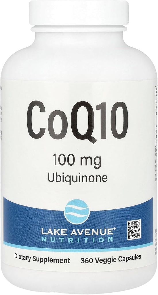 Lake Avenue CoQ10 Nutrizione - Ubiquinone Supplemento - Promuove l'attività antiossidanti - Gluten Free, Non-GMO - 100 mg - 360 capsule vegetali