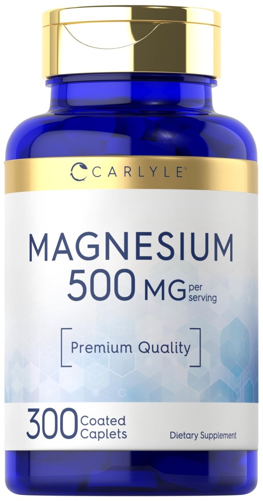 Carlyle Magnesium 500mg | 300 Caplets Coated | Vegetariano, Non OGM e Gluten Supplemento gratuito