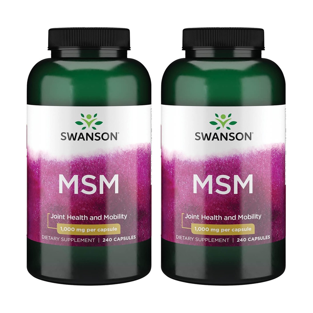 Swanson MSM - Minerali essenziali Promuovere la mobilità e il supporto sanitario comune - aiuta a mantenere la salute del tessuto connettivo compreso il cartilage, il collagene, & capelli - (240 capsule, 1000mg ogni) 2 confezione