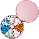 Metal Pill Organizer 7 scomparti Dispenser Pillola - Heavy Duty Pill Box Impermeabile Pillola Contenitore Large Daily Pill Case Medicine Holder for Medicine for Medicine Vitamins Fish Oils Supplements, 0.39lb (Pink)