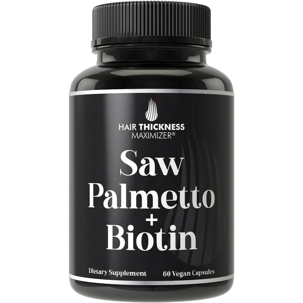 Saw Palmetto + Biotin Advanced 2-in-1 Combo per la crescita dei capelli. Integratore di capsule vegane con estratto di palmetto di sega naturale + 10000mcg Biotina. Perdita di capelli e Pillole dicrescita per uomini e donne. Blocco DHT