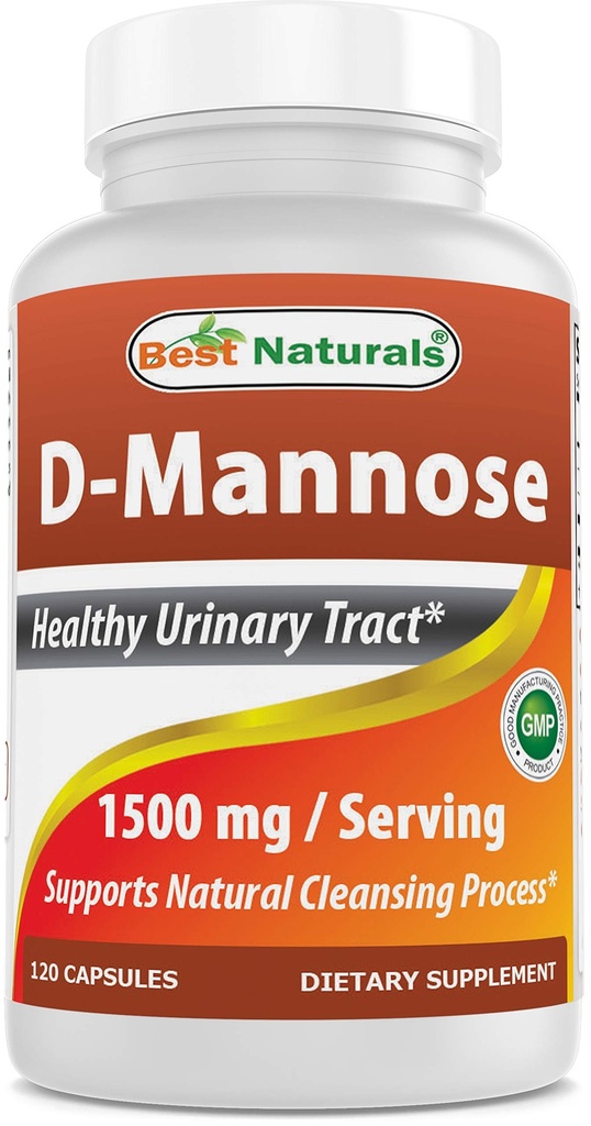 Best Naturals D-Mannose Capsule - Supplemento di pulizia del tratto urinario 1500mg/Serving - 120 Count