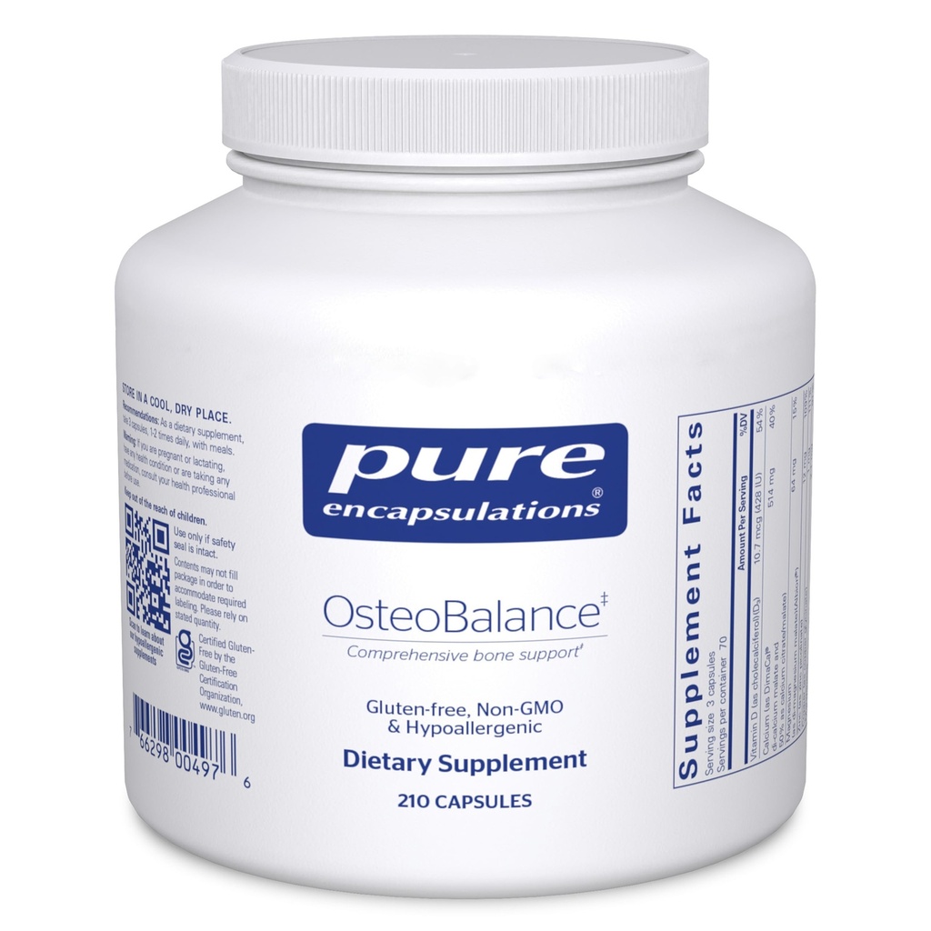 Pure Encapsulations OsteoBalance | Supplemento anallergico per promuovere l'assorbimento del calcio e migliorare la mineralizzazione sana dei denti* | 210 capsule