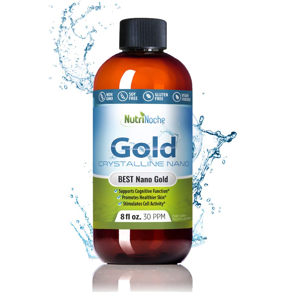 Colloidale Gold Liquid Organic Supplemento di Nutrinoche - 100% Pure Nano Gold Mineral - Supporta Clarity Mentale, Focus & Relax - 8 oz Bottiglia - Vegan, Gluten-Free - Cristallina - 30 ppm