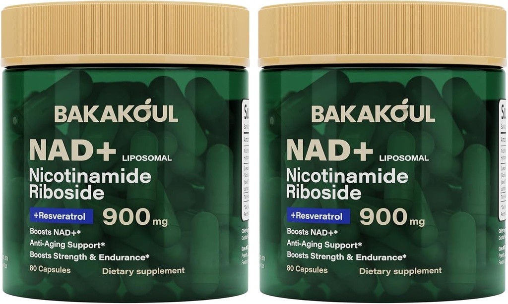 NAD Supplemento - Liposomal Nicotinamide Riboside, Resveratrolo, Quercetin, NAD Nicotinamide Riboside Resveratrolo 900mg, NAD+ Supplemento per uomini e donne, 80 capsule 2 Pack
