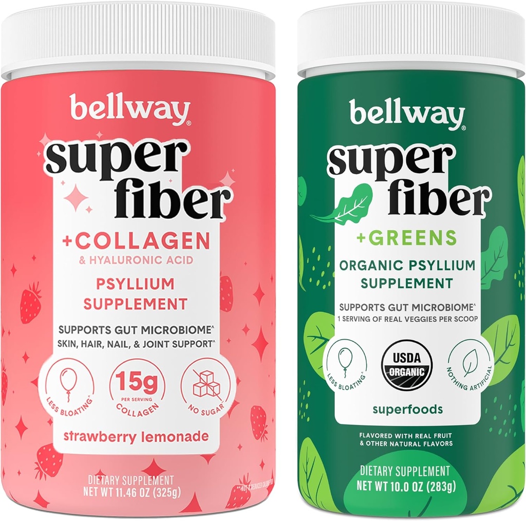 Bellway Super Fiber Polvere + collagene, fragola Limonata Super Fiber + Verdi