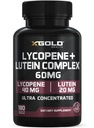 Lycopene + Lutein 60 mg supplemento | Eye Health & Vision Support | Antiossidante per occhi sani & pelle | Non OGM, Gluten Free | 180 capsule vegetariane | Made in USA