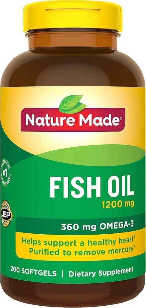 Natura fatta Fish Oil 1200 Mg (360 Mg Omega-3) 200 Liquid Softgels