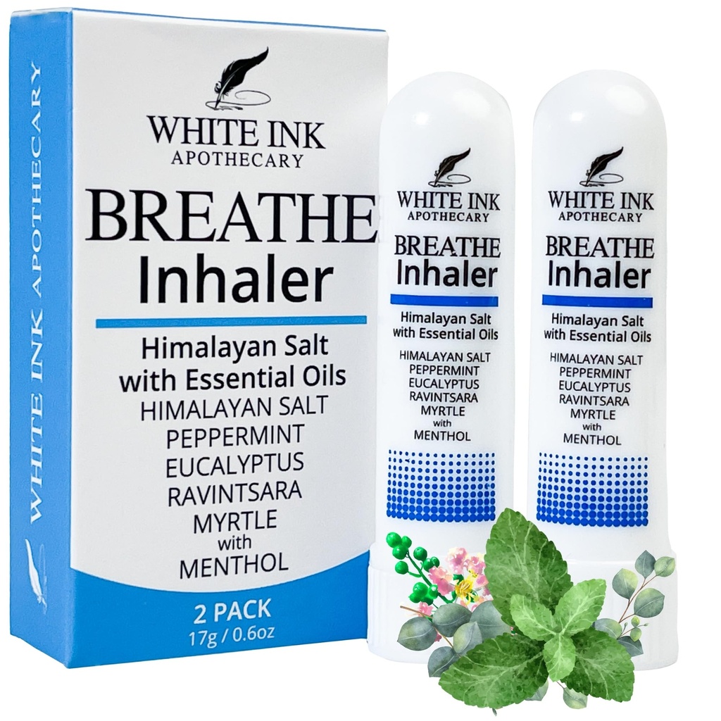 Respirazione dell'inchiostro bianco | Olio essenziale naturale Inhaler Eucalyptus Peppermint | Congestione | Allergy | Focus | Aromatherapy Sinus Relief (2)