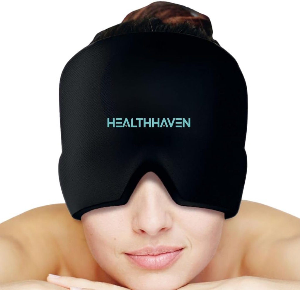360 °Migraine Headache Relief Cap, Cooling Gel cappello Head wrap per emicrania, Tensione, Stress & Hangover, caldo e freddo Terapia, Soothing Headache hat