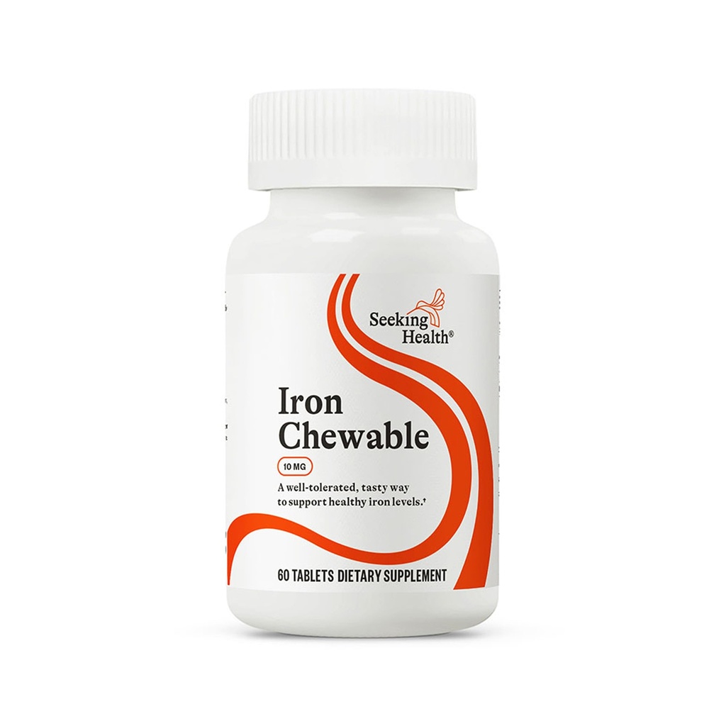 Ricerca di salute Iron Chewable - Supplemento minerale al supporto Metabolismo sano - Supplemento Aids Funzione muscolare negli uomini e nelle donne - Integratore di supporto energetico - 10 mg, 60 compresse