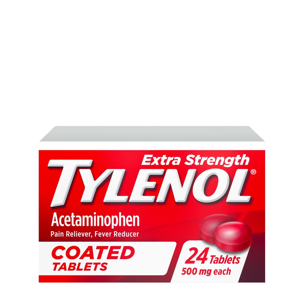 Tylenol Riduttore di dolore ad alta resistenza & Fever, Compresse arrotondate, 500 mg di acetaminofene Pillole di sollievo per mal di testa, Toothache & Minor Arthritis Dolore, 24 ct