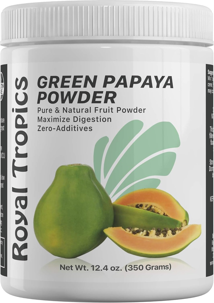 Royal Tropics Polvere di Papaya verde. Enzimi per il supporto digestivo.