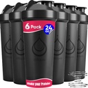 6 PACK, Shaker Bottiglie con fili Whisks per miscele proteiche | Flacone per frullatori a leakproof | BPA-Free & Lavastoviglie Safe | 6 bottiglie shaker da 24 oz | Coppe per shaker