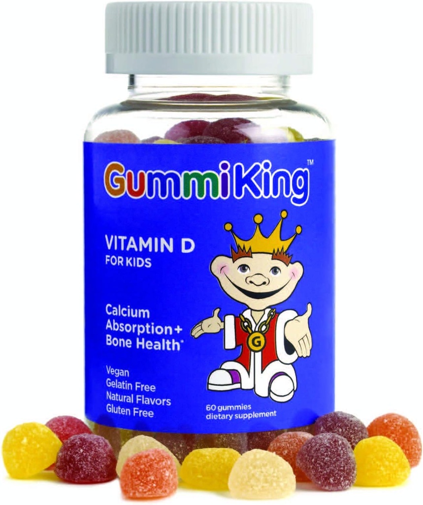 Gummi King Vitamin-D Supplemento, Fragola/Limone/Orange/Grape/Cherry/Grapefruit, 60 Conte