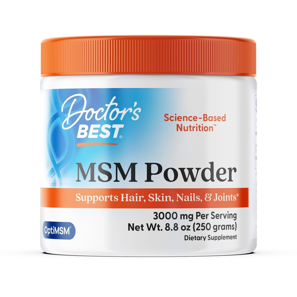Medici Migliore polvere di MSM, Supporta capelli, pelle, unghie, e giunti, non OGM, senza glutine, Soia Free, Vegan Net Wt. 8,8 oz (250 grammi)