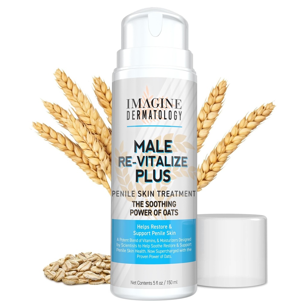 Maschio Re-Vitalize PLUS - Oats Penile Health Cream per gli uomini - Alleviare, Ripristinare e Support Skin - Moisturizer Penile Lotion - Grande dimensione del valore (5fl oz/150ml)