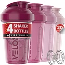 VELOMIX -4 PACK- 20 OZ Protein Shaker Bottiglie per miscugli proteici, Shaker Cups for Protein Shakes, Small Shaker Bottle Pack, Shaker Cup, Shakers for Protein Shakes (Berry Blend)