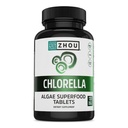 Zhou Chlorella Tablets - Supplemento clorella, Vitamine clorofille, Pure Green Algae Superfood, Nutriente Rich Super Food Pills, Parete cellulare rotta - 120 compresse vegane