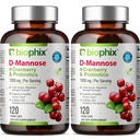 biophix D-Mannose 1000mg capsule con mirtillo e probiotici - D Integratori di mannosio per le donne - D-Mannose Pillole per il supporto sanitario del tratto urinario e della vescica - Benessere digestivo - 120 Vcaps 2 Pack