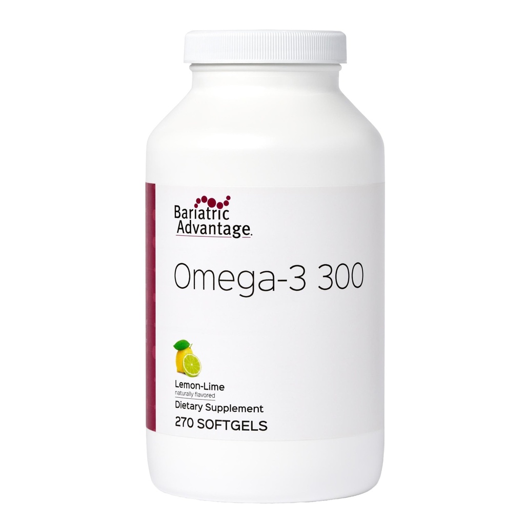 Vantaggio Bariatrico Omega-3 300 EPA DHA Fish Oil Capsule, Fonte concentrata di acidi grassi da Sustainable Sourced Cold Water Fish - Lime limone, 270 Softgels