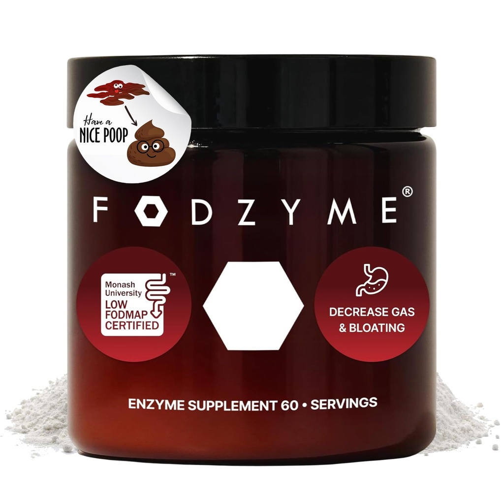 FODZYME® Home Kit Enzimi digestivi per la salute del fegato, sollievo per il blocco, gas, costipazione, diarrea, dolore addominale, basso FODMAP, 60 Dose