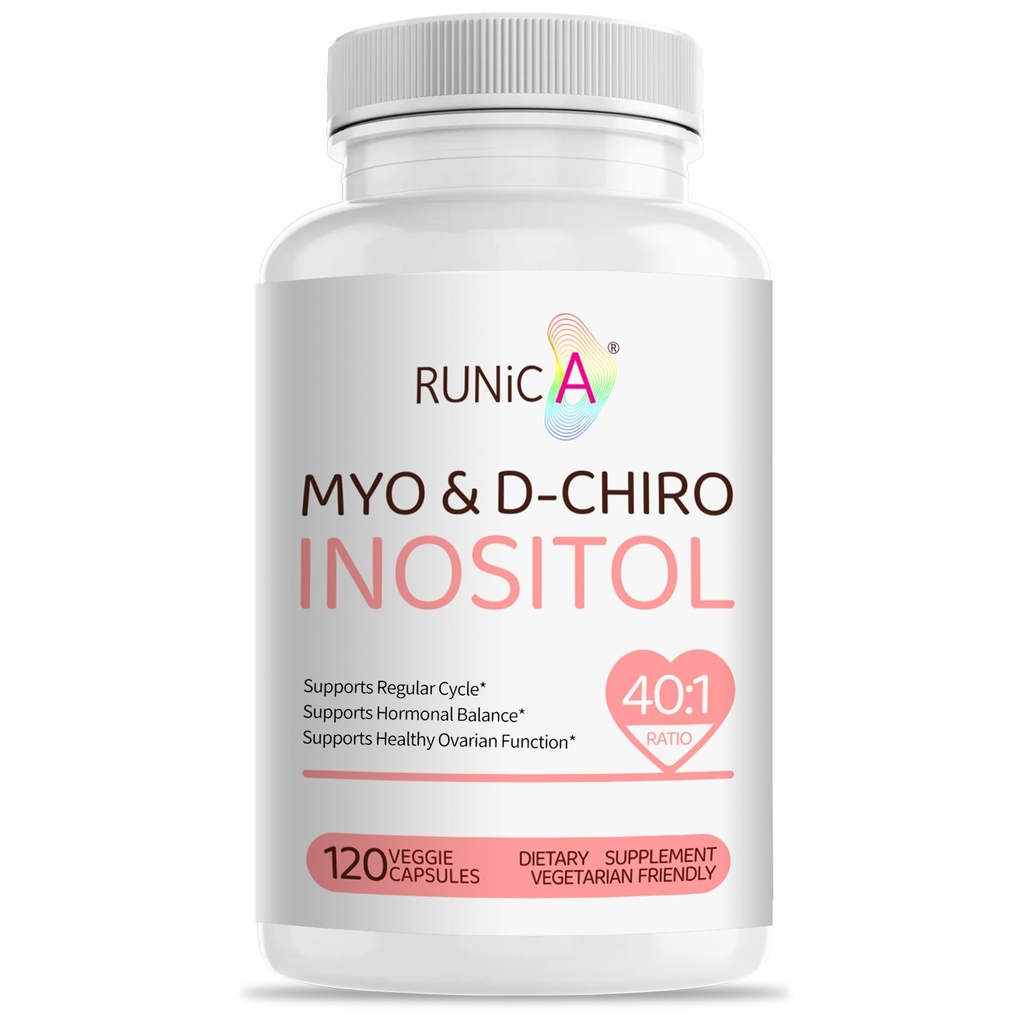 Myo-Inositol & D-Chiro Inositol Supplemento per le donne - Rapporto ideale 40:1 - Sostenere l'equilibrio dell'ormone & fertilità & salute ovarica - Vegan Powder Capsules - 120 Capsule 30-Day Supply