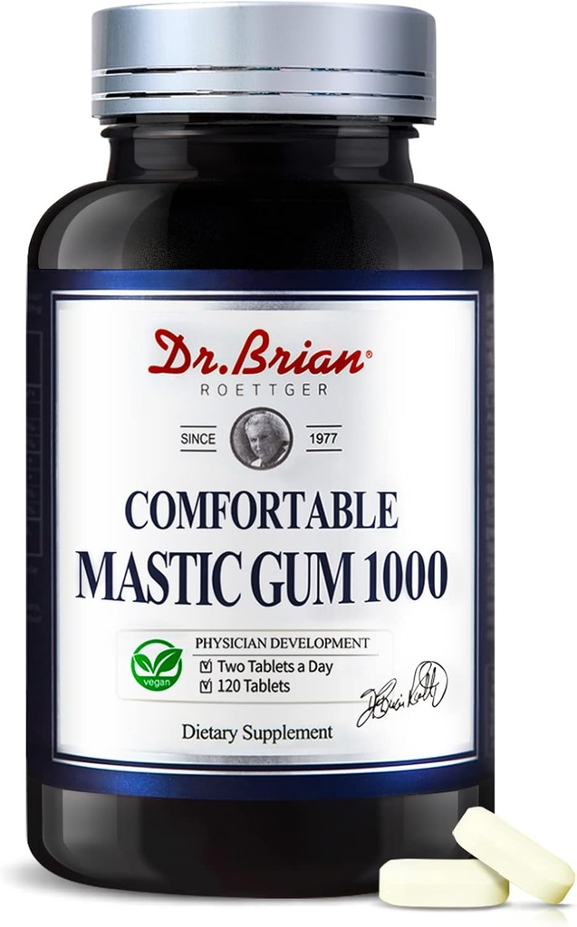 Dr.Brian Mastic Gum 1000mg Natural Formula Supporting Gastrointestinal Health, Digestive & Immune System – Stomach, Duodenal & Oral Health | Non-GMO, Gluten Free (120 capsule vegetariane)